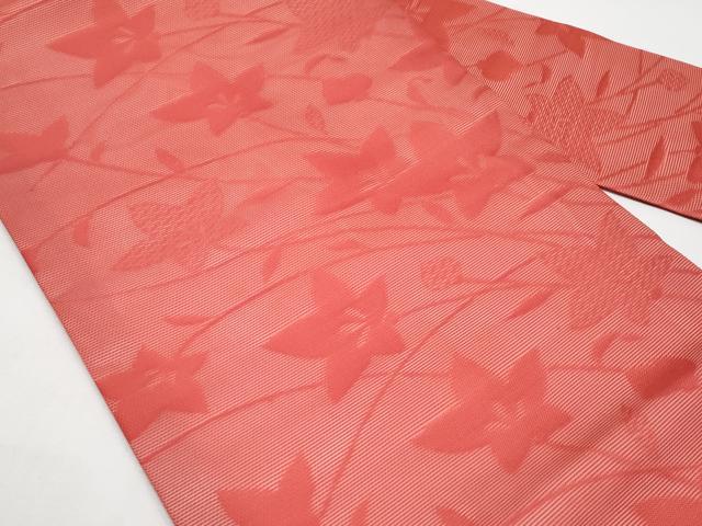 平和屋着物*夏物 九寸名古屋帯 桔梗 赤紅色 正絹 逸品 CABI8601tx