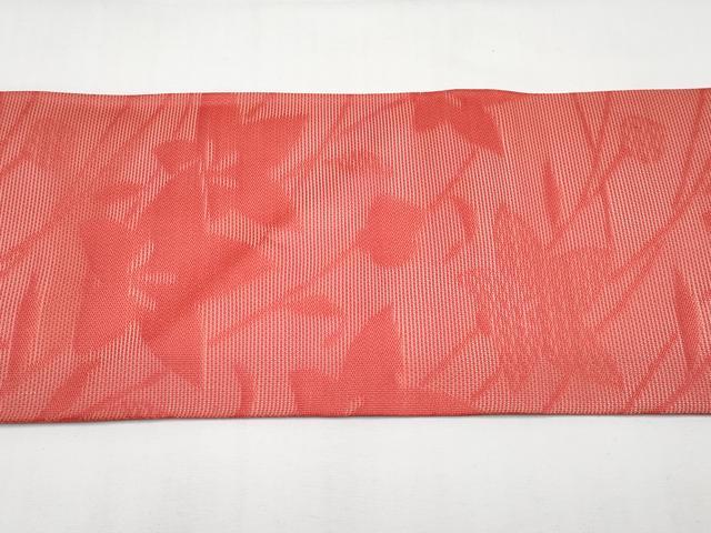 平和屋着物*夏物 九寸名古屋帯 桔梗 赤紅色 正絹 逸品 CABI8601tx