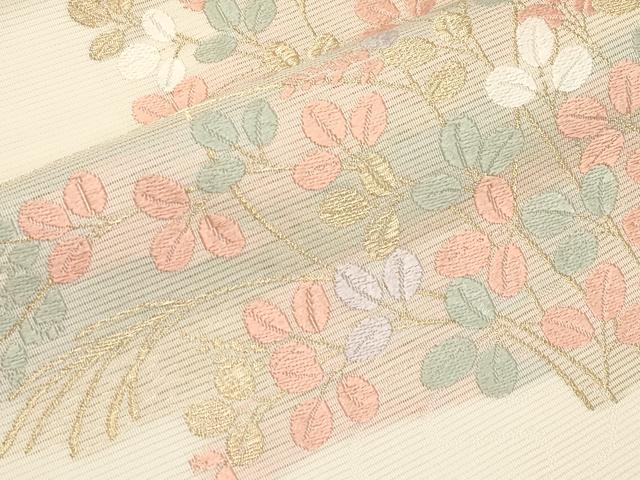 平和屋着物*夏物 九寸名古屋帯 唐織 萩文 金糸 正絹 逸品 CABI8604tx