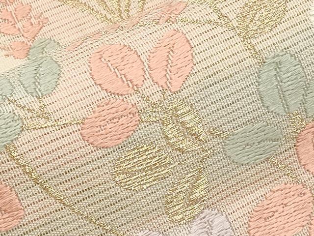 平和屋着物*夏物 九寸名古屋帯 唐織 萩文 金糸 正絹 逸品 CABI8604tx