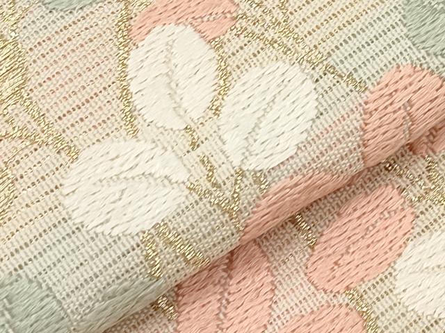 平和屋着物*夏物 九寸名古屋帯 唐織 萩文 金糸 正絹 逸品 CABI8604tx