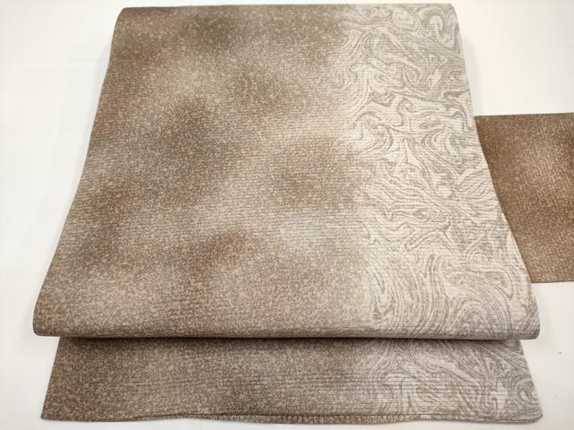 平和屋着物*夏物 絽塩瀬 九寸名古屋帯 墨流し文様 正絹 逸品 未使用 CABI8605tx