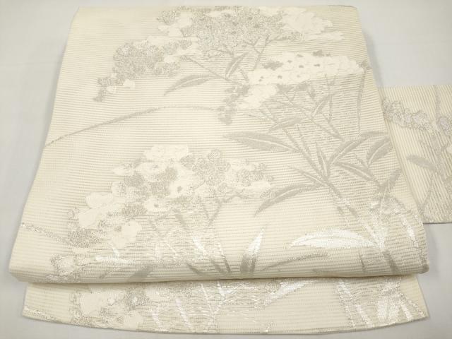 平和屋着物*夏物 九寸名古屋帯 紫陽花 銀糸 正絹 逸品 CABI8611tx