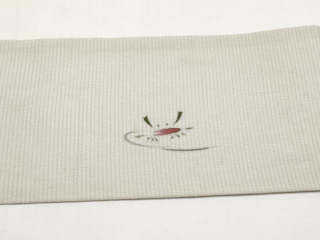 平和屋着物*夏物 九寸名古屋帯 カニ 蟹 銀彩 正絹 逸品 CABI8617tx