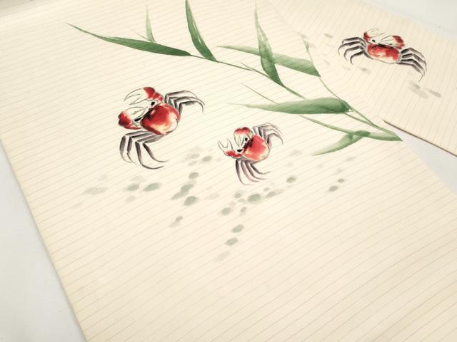 平和屋着物*夏物 絽塩瀬 九寸名古屋帯 手描き 蟹 カニ 正絹 逸品 CABI8618tx