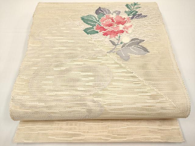 平和屋着物*夏物 八寸名古屋帯 流水枝花文 金銀糸 正絹 逸品 CABI8639tx