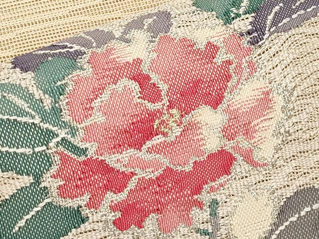 平和屋着物*夏物 八寸名古屋帯 流水枝花文 金銀糸 正絹 逸品 CABI8639tx