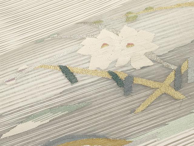 平和屋着物*夏物 八寸名古屋帯 絽綴れ 籬枝花文 金銀糸 正絹 逸品 CABI8643tx