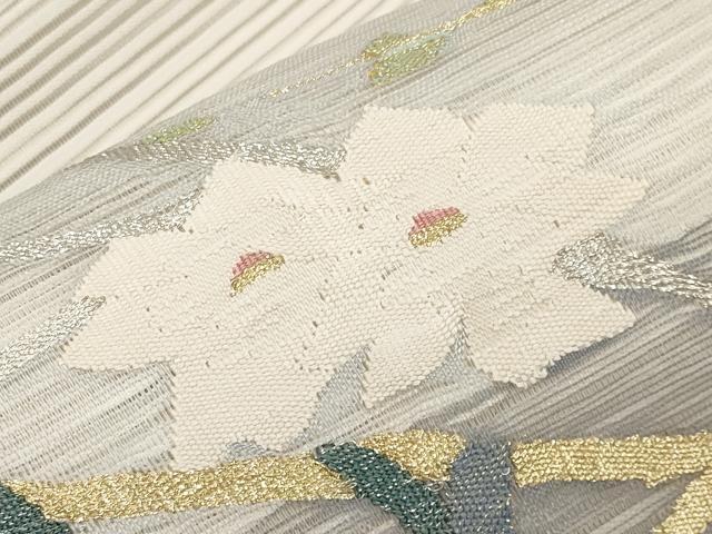平和屋着物*夏物 八寸名古屋帯 絽綴れ 籬枝花文 金銀糸 正絹 逸品 CABI8643tx