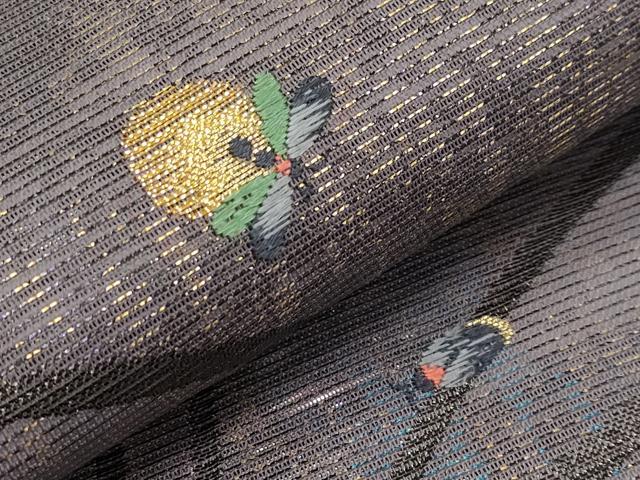 平和屋着物*夏物 六通柄袋帯 唐織 ホタル 金糸 正絹 逸品 CABI8651tx