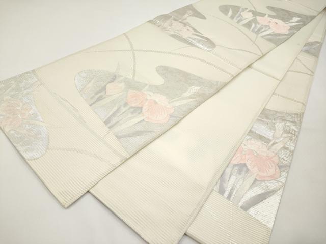 平和屋着物*夏物 六通柄袋帯 杜若 銀糸 正絹 逸品 CABI8652tx