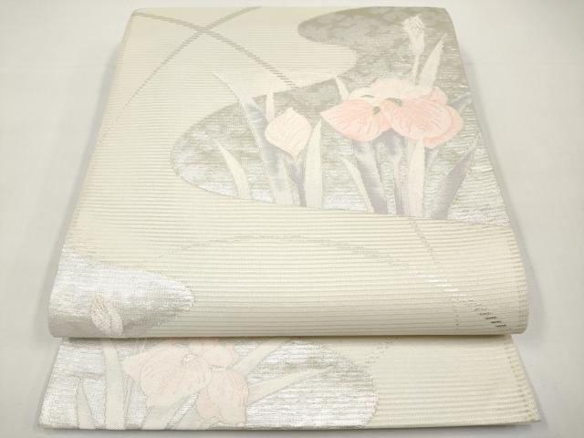 平和屋着物*夏物 六通柄袋帯 杜若 銀糸 正絹 逸品 CABI8652tx