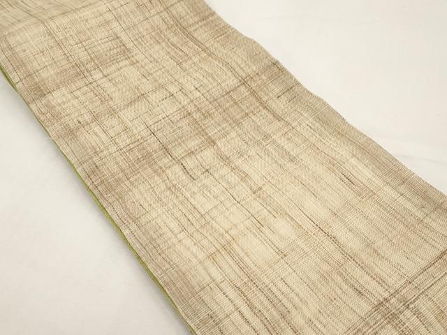 平和屋着物*夏物 両面 半幅帯 若苗色×肌色 麻 逸品 CABI8685tx