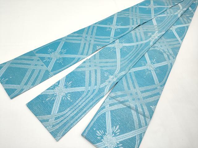 平和屋着物*夏物 両面 半幅帯 花繋ぎ 銀糸 正絹 逸品 CABI8687tx