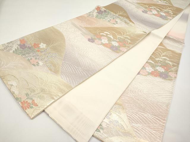 平和屋着物*夏物 六通柄袋帯 遠山秋草文 金銀糸 正絹 逸品 CABI8701tx