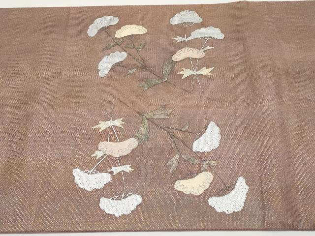 平和屋着物*夏物 太鼓柄袋帯 刺繍 女郎花 金銀彩 正絹 逸品 CABI8702tx