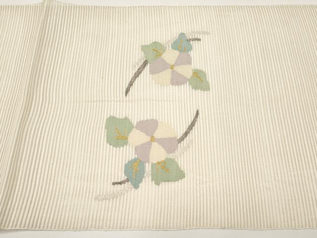平和屋着物*夏物 八寸名古屋帯 絽綴れ 枝花文 金銀糸 正絹 逸品 CABI8718tx