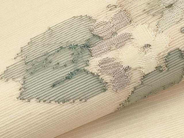 平和屋着物*夏物 九寸名古屋帯 枝花文 銀糸 正絹 逸品 CABI8720tx