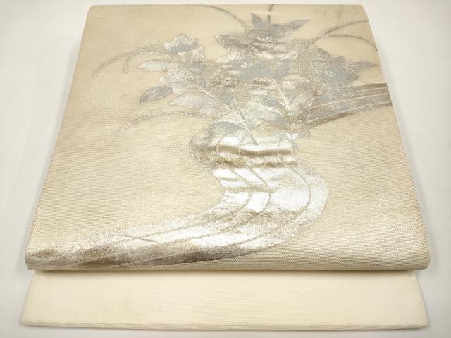 平和屋着物*夏物 九寸開き名古屋帯 桔梗 銀糸 正絹 逸品 CABI8724tx