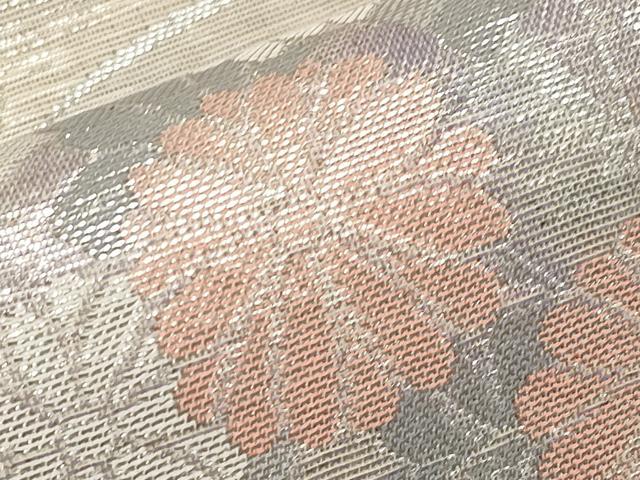 平和屋着物*夏物 六通柄袋帯 秋草文 銀糸 正絹 逸品 CABI8735tx