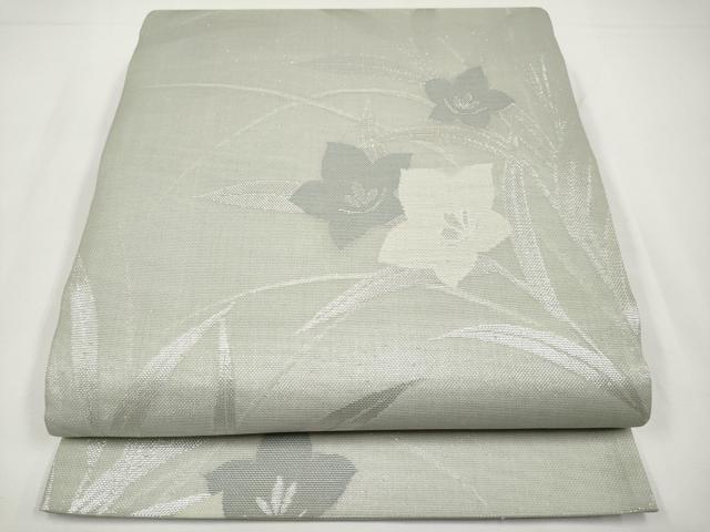 平和屋着物*夏物 六通柄袋帯 桔梗 銀糸 正絹 逸品 CABI8738tx