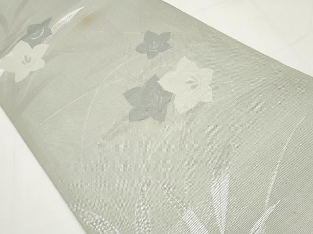 平和屋着物*夏物 六通柄袋帯 桔梗 銀糸 正絹 逸品 CABI8738tx