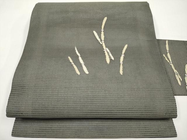 平和屋着物*夏物 九寸名古屋帯 木賊文 銀糸 正絹 逸品 未使用 CABI8743tx