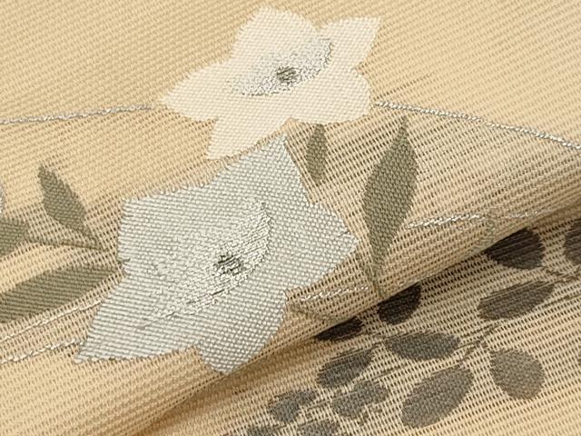 平和屋着物*夏物 九寸名古屋帯 枝花文 銀糸 正絹 逸品 CABI8747tx