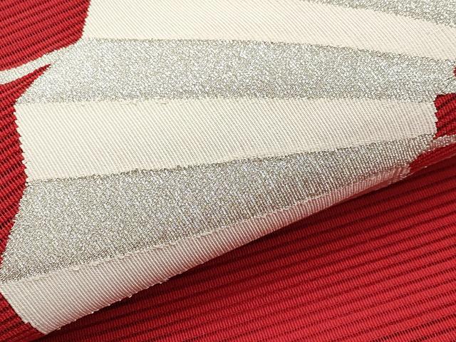 平和屋着物*夏物 八寸名古屋帯 絽綴れ 扇面文 銀糸 正絹 逸品 CABI8749tx