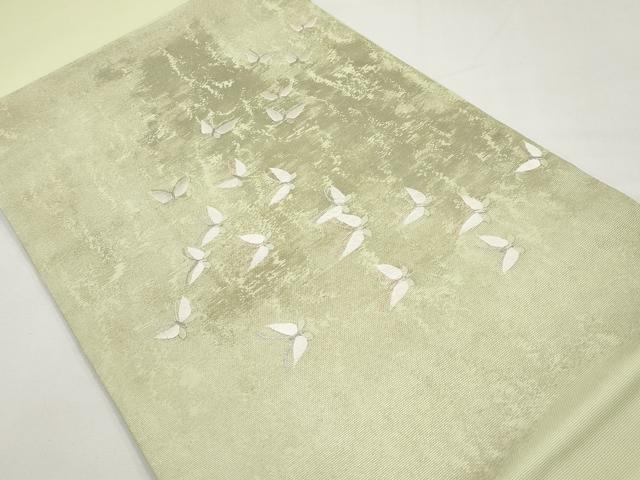 平和屋着物*夏物 九寸開き名古屋帯 総刺繍 舞蝶文 銀糸 正絹 逸品 CABI8760tx