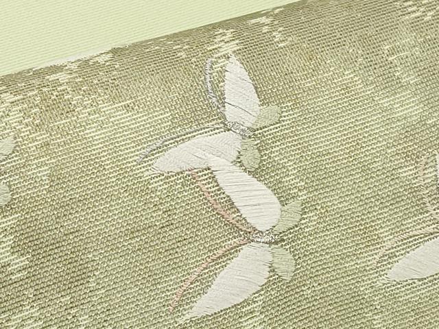 平和屋着物*夏物 九寸開き名古屋帯 総刺繍 舞蝶文 銀糸 正絹 逸品 CABI8760tx