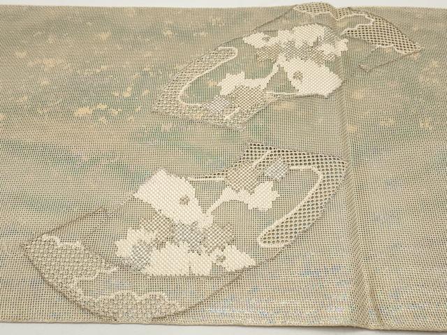 平和屋着物*夏物 太鼓柄袋帯 地紙秋草文 銀糸 正絹 逸品 CABI8779tx