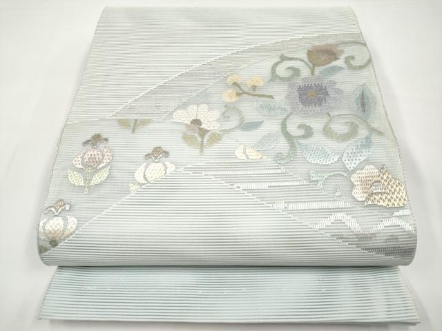 平和屋着物*夏物 太鼓柄袋帯 絽綴れ 絽刺し 区限刺繍 花唐草文 金銀糸 正絹 逸品 CABI8783tx