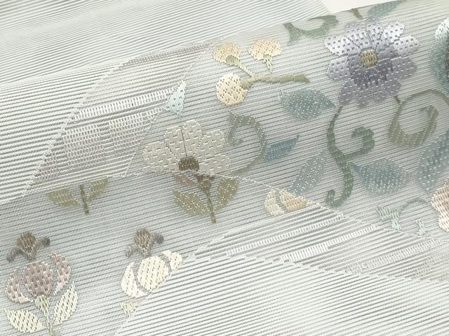 平和屋着物*夏物 太鼓柄袋帯 絽綴れ 絽刺し 区限刺繍 花唐草文 金銀糸 正絹 逸品 CABI8783tx