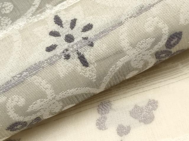 平和屋着物▽両面 全通柄袋帯 スリーシーズン 春夏秋 葡萄花唐草文 正絹 逸品 CABI8784tx