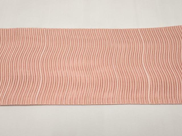 平和屋着物*夏物 八寸名古屋帯 絽綴れ よろけ縞 宍色 正絹 逸品 CABI8787tx