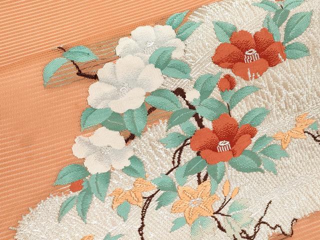 平和屋着物*夏物 九寸名古屋帯 枝花文 正絹 逸品 CABI8792tx