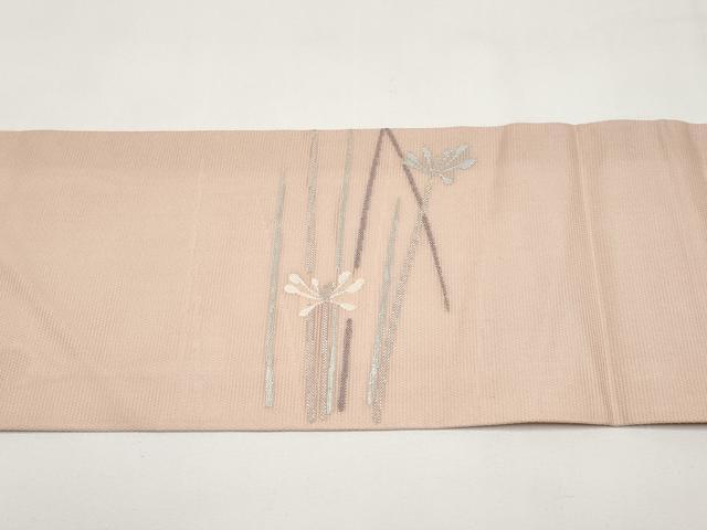 平和屋着物*夏物 九寸名古屋帯 枝花文 銀糸 正絹 逸品 CABI8794tx