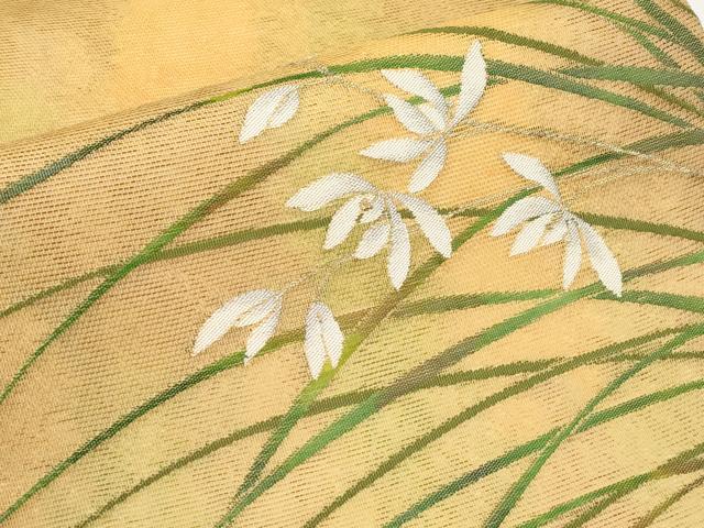 平和屋着物*夏物 九寸名古屋帯 草花文 金銀糸 正絹 逸品 CABI8798tx
