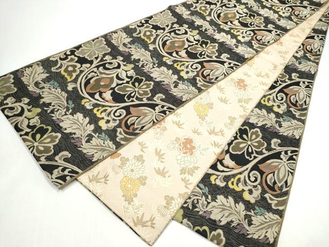 平和屋着物●両面 全通柄 本袋帯 花唐草文 正絹 逸品 CABI8802hy