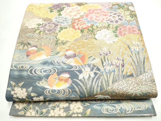 平和屋着物●六通柄袋帯 唐織 花鳥慶彩錦 金銀糸 正絹 逸品 CABI8808hy
