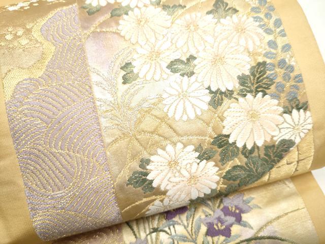平和屋着物●六通柄袋帯 唐織 花蝶文 金銀糸 正絹 逸品 CABI8810hy