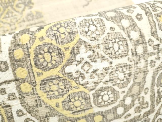 平和屋着物●六通柄袋帯 生紬 花唐草文 正絹 逸品 CABI8811hy