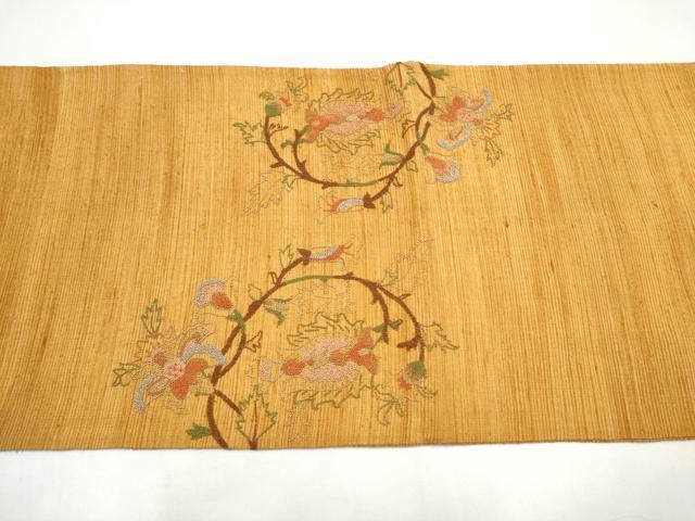 平和屋着物●中国三大刺繍 総相良刺繍 太鼓柄袋帯 更紗花唐草文 正絹 逸品 CABI8812hy