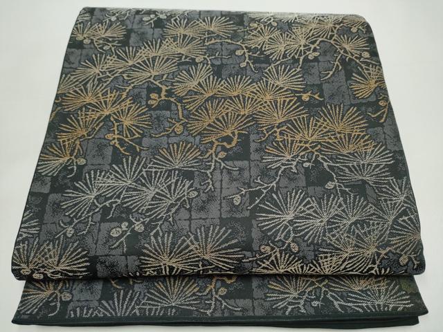 平和屋着物●全通柄袋帯 松 金銀糸 正絹 逸品 CABI8813hy
