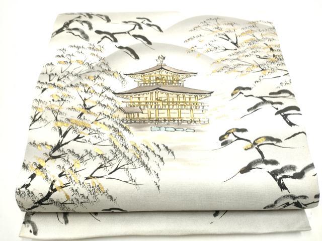 平和屋着物●太鼓柄袋帯 作家物 風景文 金通し地 正絹 逸品 CABI8828hy