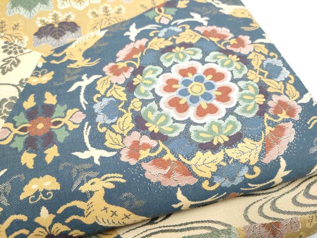 平和屋着物●六通柄袋帯 上金紹巴 裂取名倉文 金糸 正絹 逸品 CABI8831hy