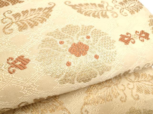 平和屋着物●六通柄袋帯 刻裂綴れ 草花文 金糸 正絹 逸品 CABI8833hy