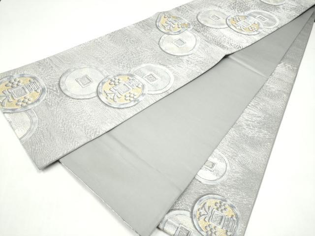 平和屋着物●六通柄袋帯 黄金繭 富本銭 金彩 正絹 逸品 未使用 CABI8845hy