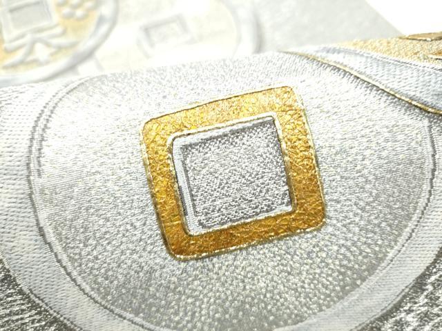 平和屋着物●六通柄袋帯 黄金繭 富本銭 金彩 正絹 逸品 未使用 CABI8845hy